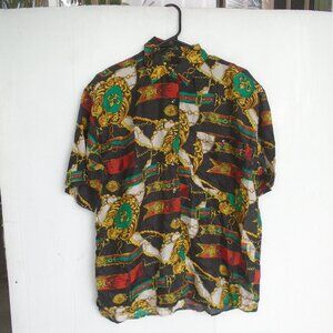 Surprise Womens 100% Silk Shirt Blouse Size L Multicolor